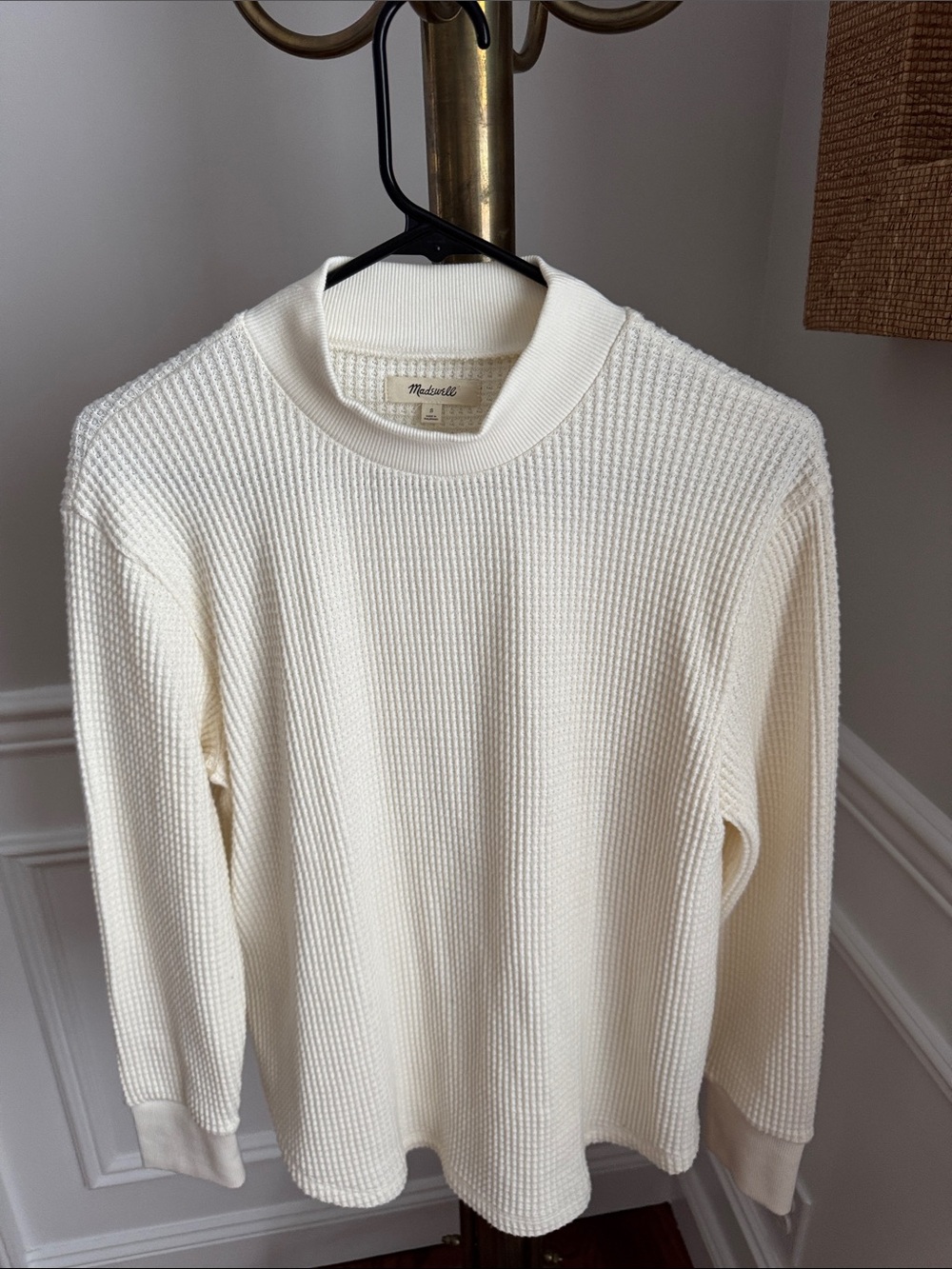 Madewell Cream Waffle Knit Turtleneck Sweater